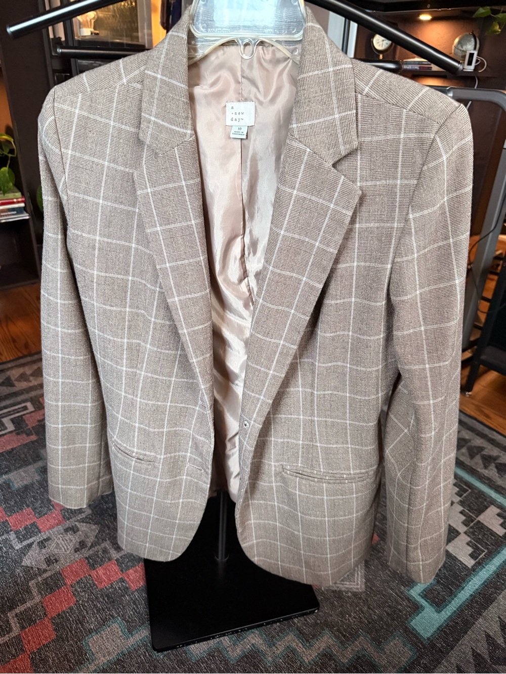 A New Day Women’s Tan Windowpane Blazer